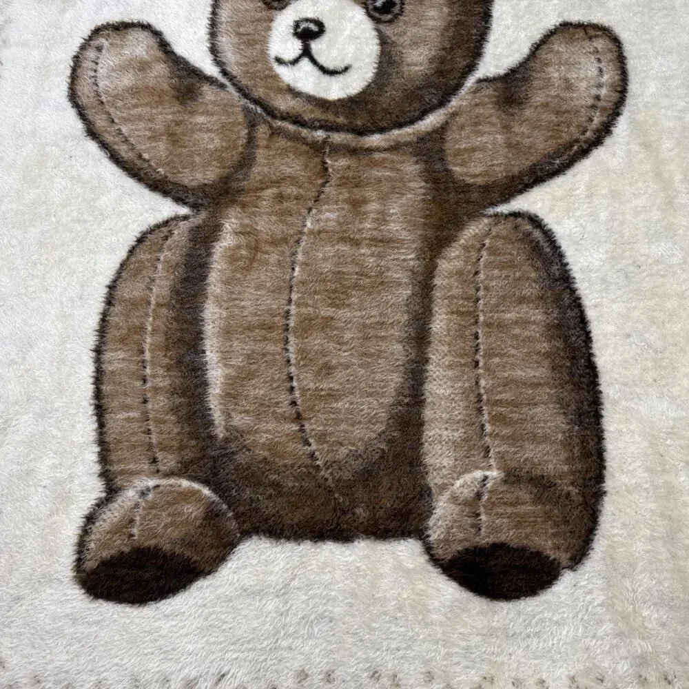 Biederlack Vintage Brown Teddy Bear Plush Throw Blanket Made in USA‎
